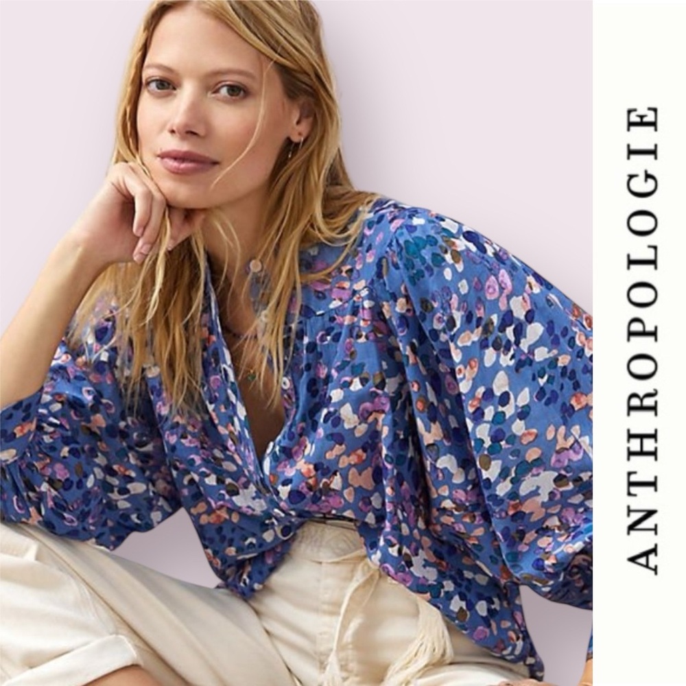 Anthropologie Maeve Puff Sleeved Blouse, Size XS, MSRP $110